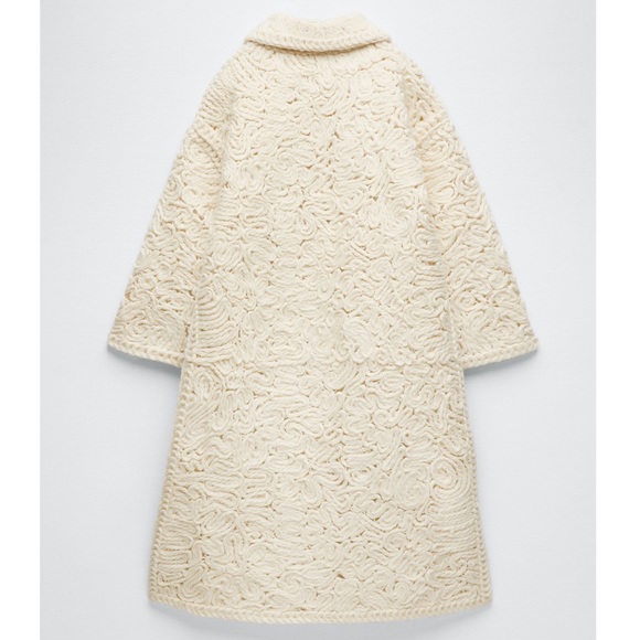 Zara Ecru Structured Wool Blend Coat - Picture 17 of 17